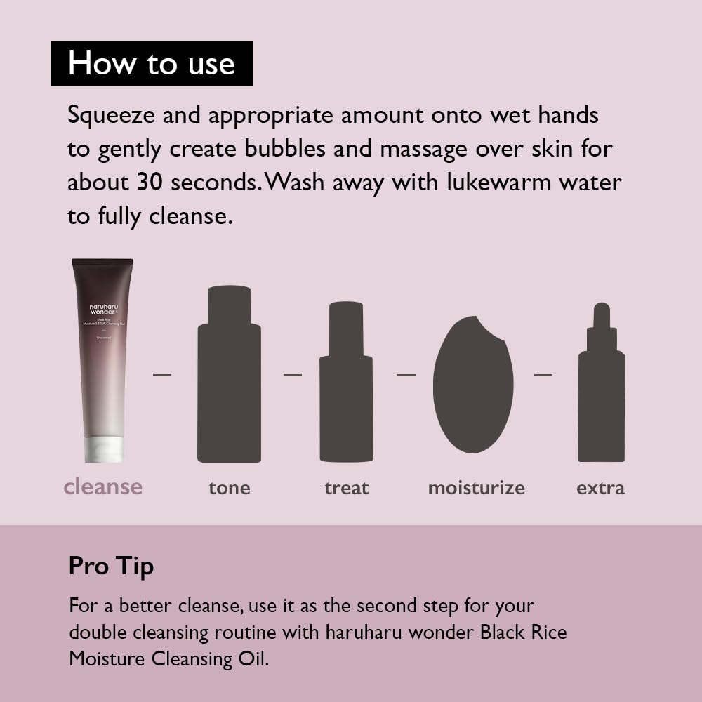 HARUHARU WONDER Black Rice Moisture 5.5 Soft Cleansing Gel 100 ml | Gentle Hydrating Face Cleanser
