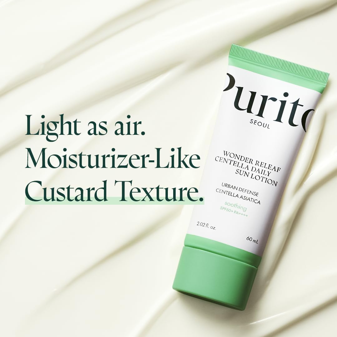 PURITO Wonder Releaf Centella Daily Sun Lotion SPF50+ PA++++ 60 ml | Lightweight Soothing Sunscreen