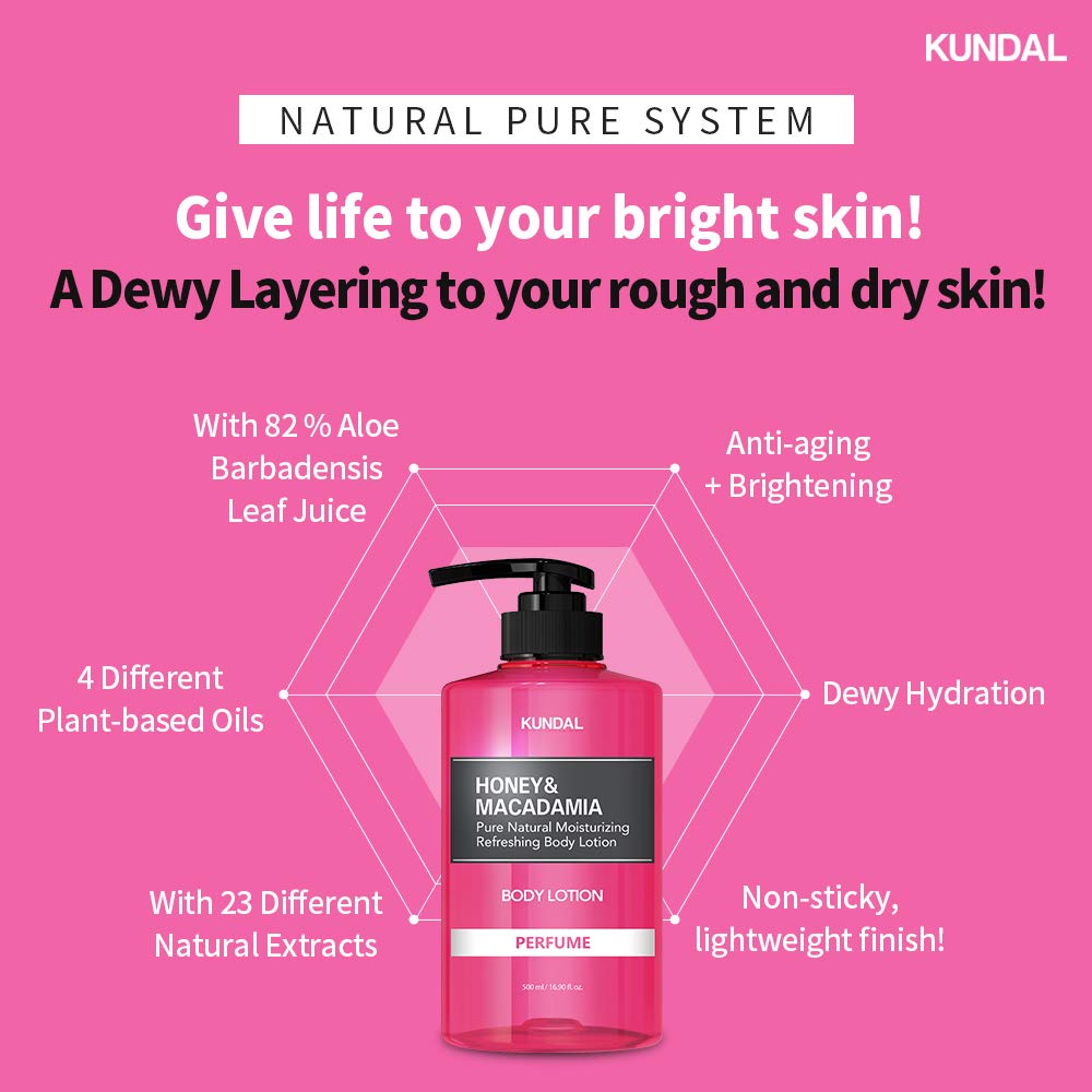 KUNDAL – Honey & Macadamia Pure Body Lotion, White Musk 500ml