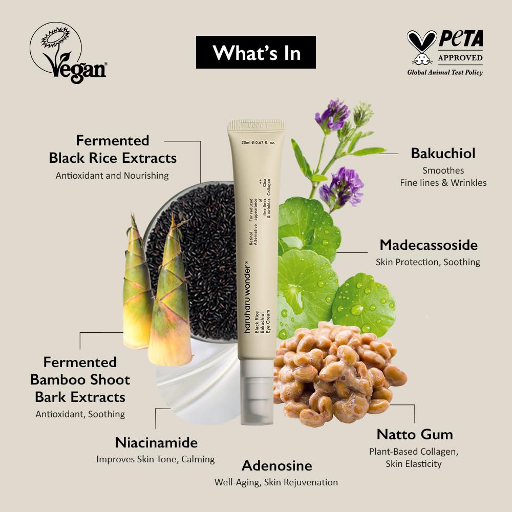 HARUHARU WONDER Black Rice Bakuchiol Eye Cream 20 ml | Anti-Aging & Hydrating Eye Care