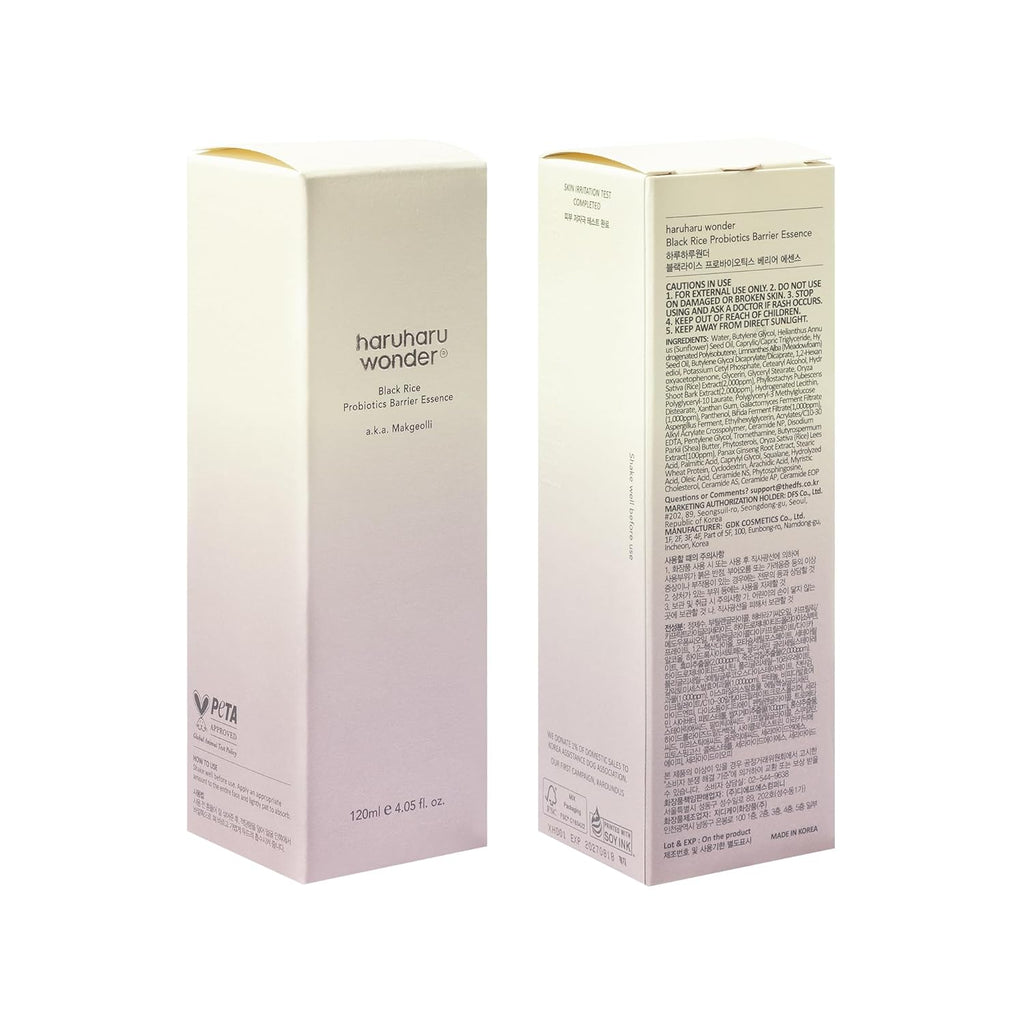 HARUHARU WONDER Black Rice Probiotics Barrier Essence 120 ml | Hydrating & Barrier-Strengthening Essence