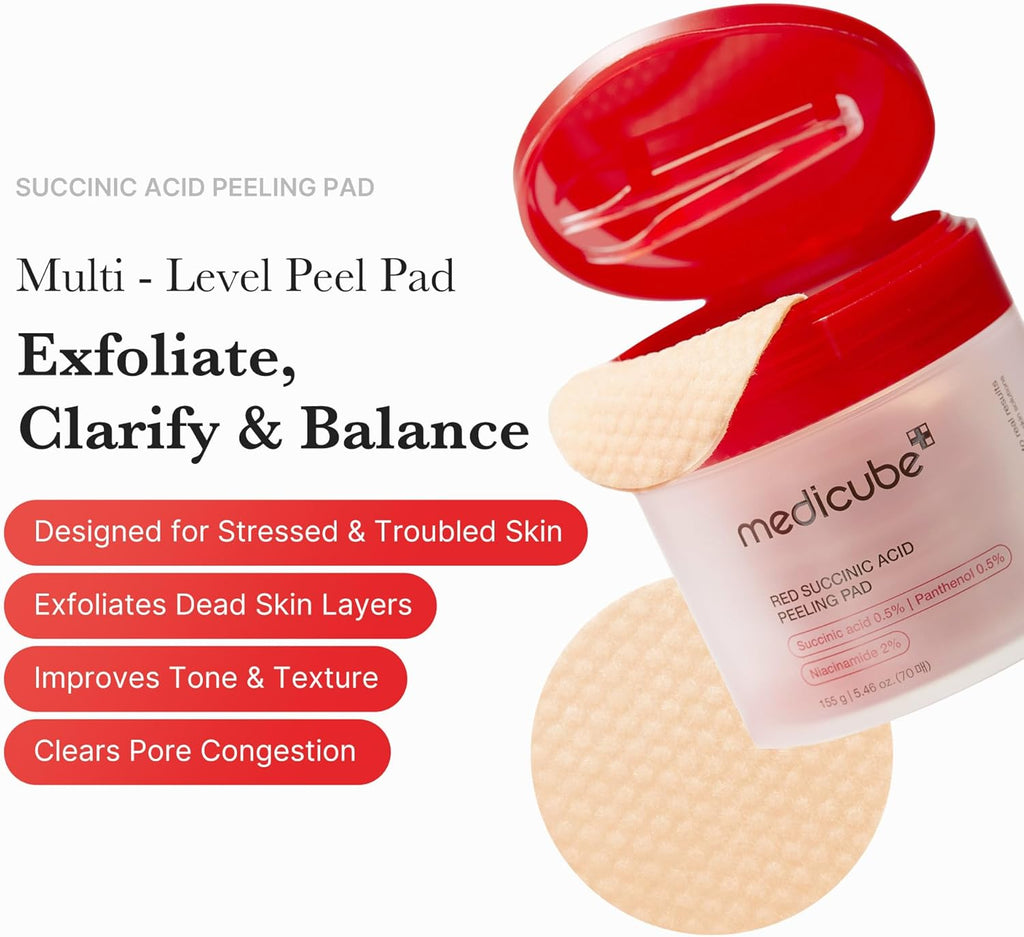 Medicube Red Succinic Peeling Pad 2024 (70 Pads) 155 g