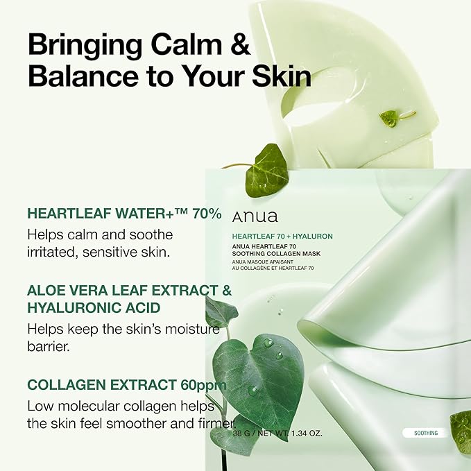 ANUA Heartleaf 70 Soothing Collagen Mask 1pc