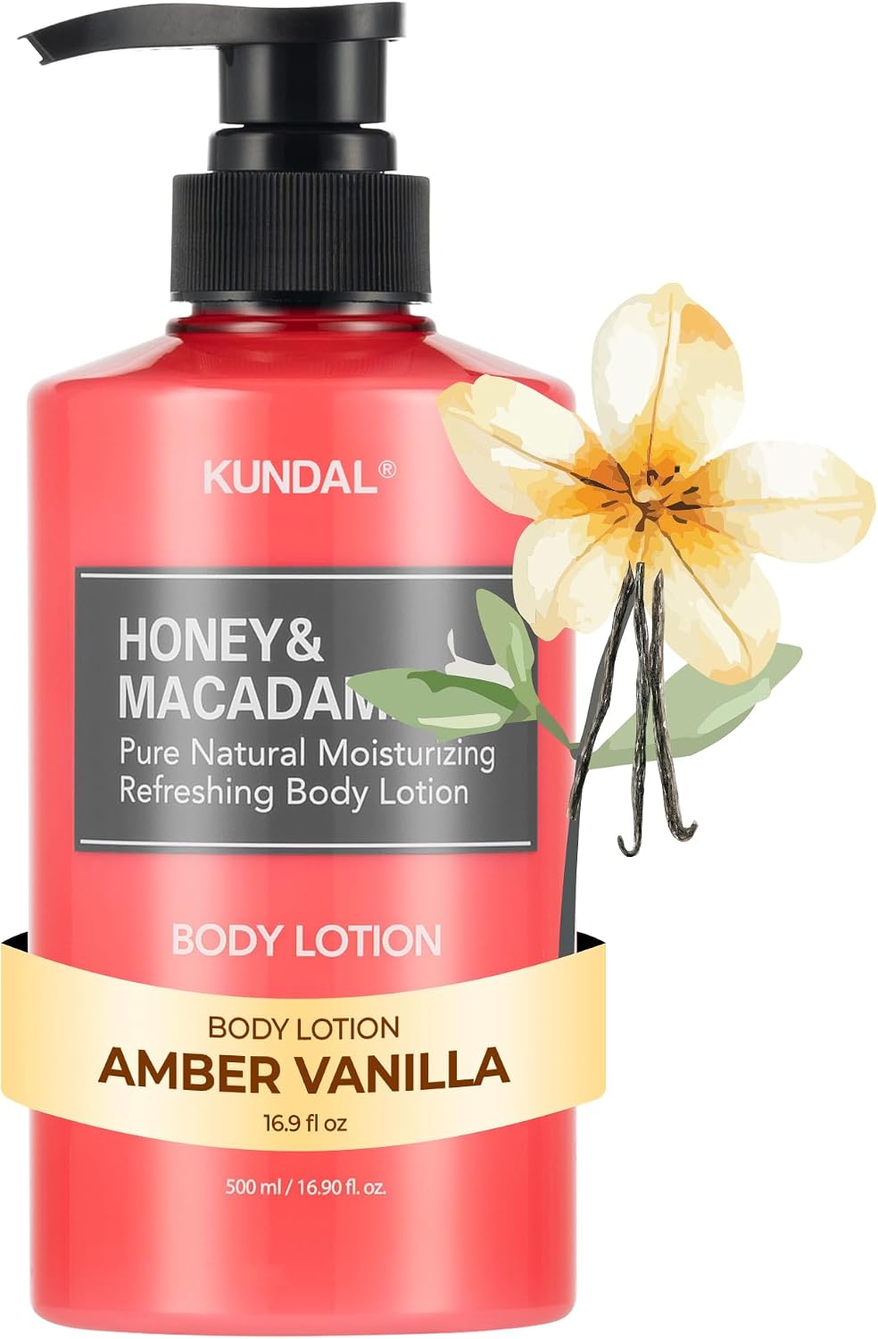 KUNDAL – Honey & Macadamia Pure Body Lotion, Amber Vanilla 500ml