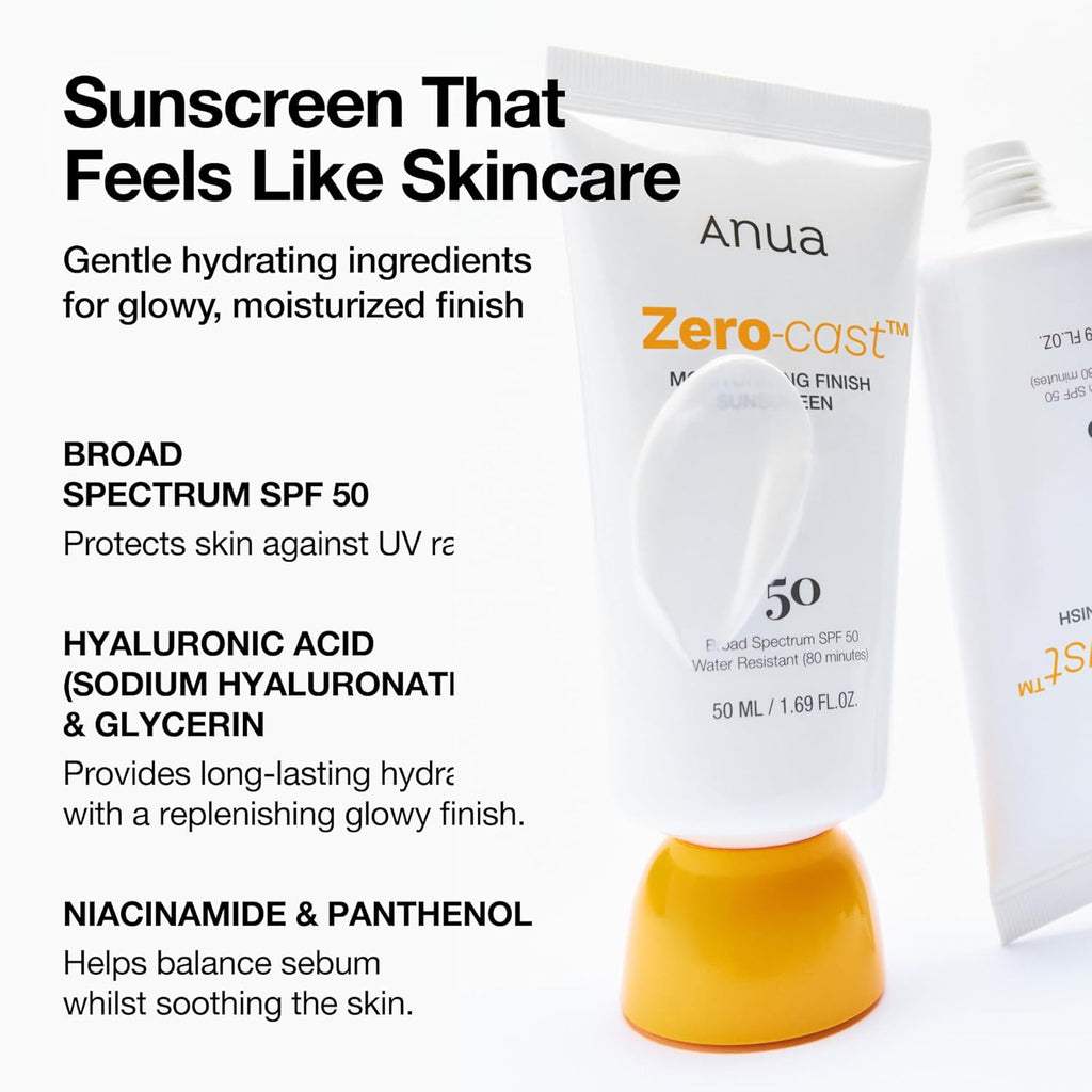 Anua Zero-cast Moisturizing Finish Sunscreen SPF 50 PA++++ – 50 ml