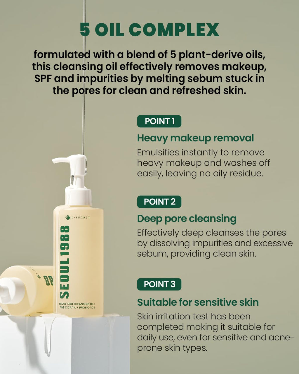 KSECRET Seoul 1988 Cleansing Oil Pine Cica 1% + Probiotics 200ml