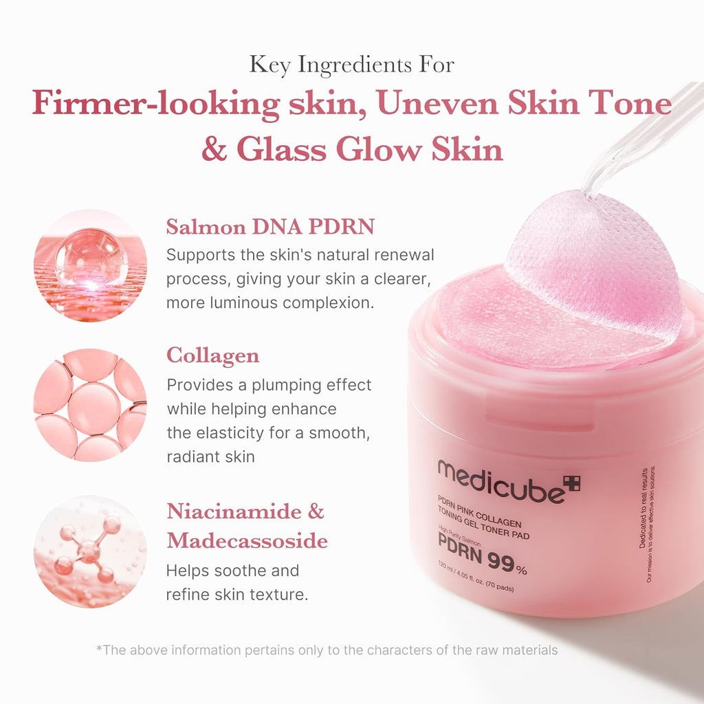 Medicube - PDRN Pink Collagen Toning Gel Toner Pad (70pcs) 120ml