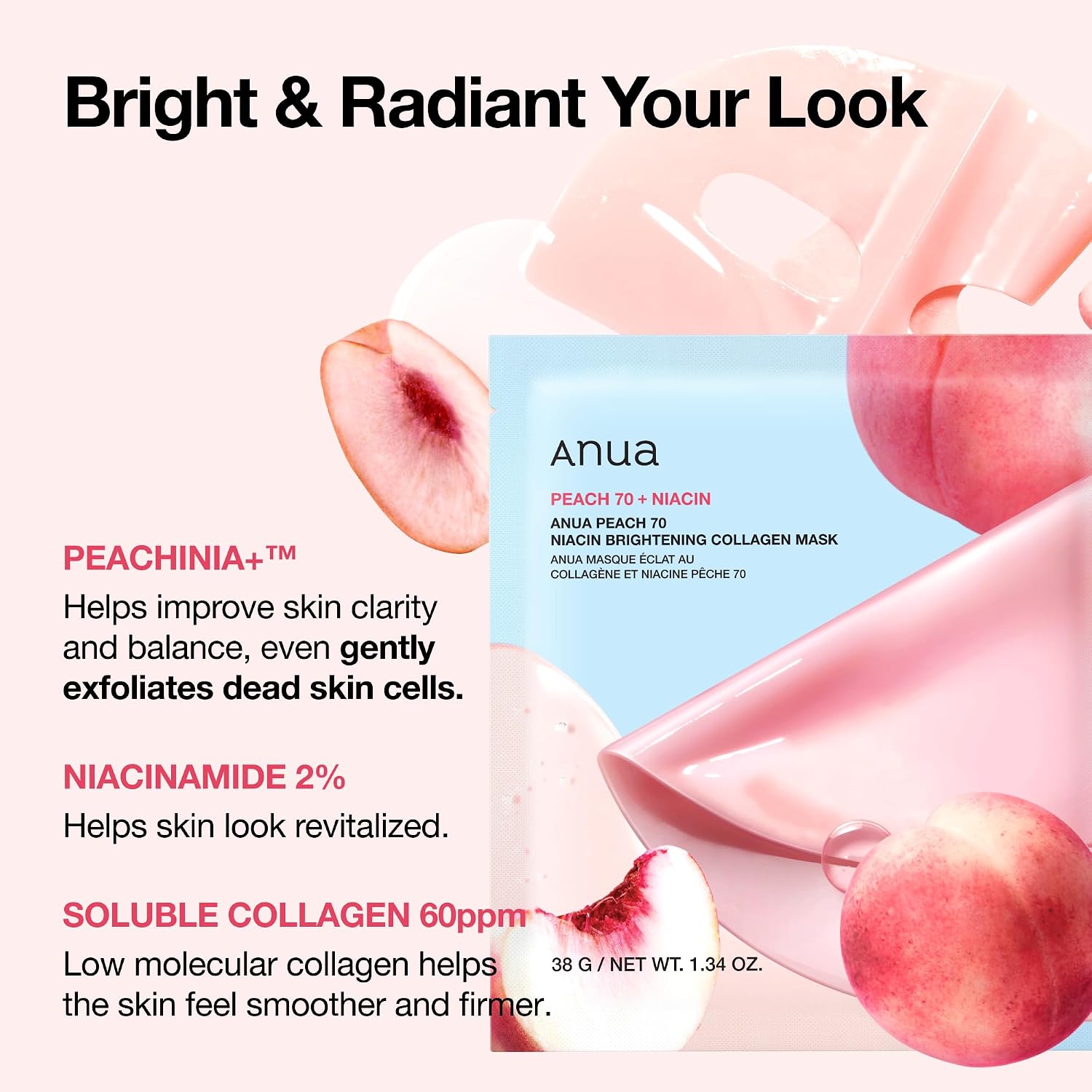 ANUA Peach 70 Niacin Brightening Collagen Mask 1pc