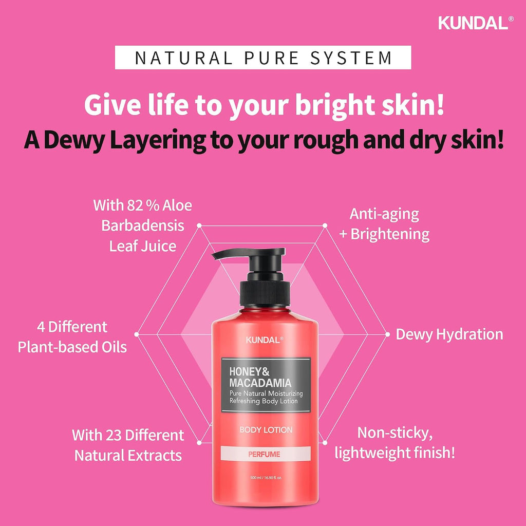 KUNDAL – Honey & Macadamia Pure Body Lotion, Amber Vanilla 500ml
