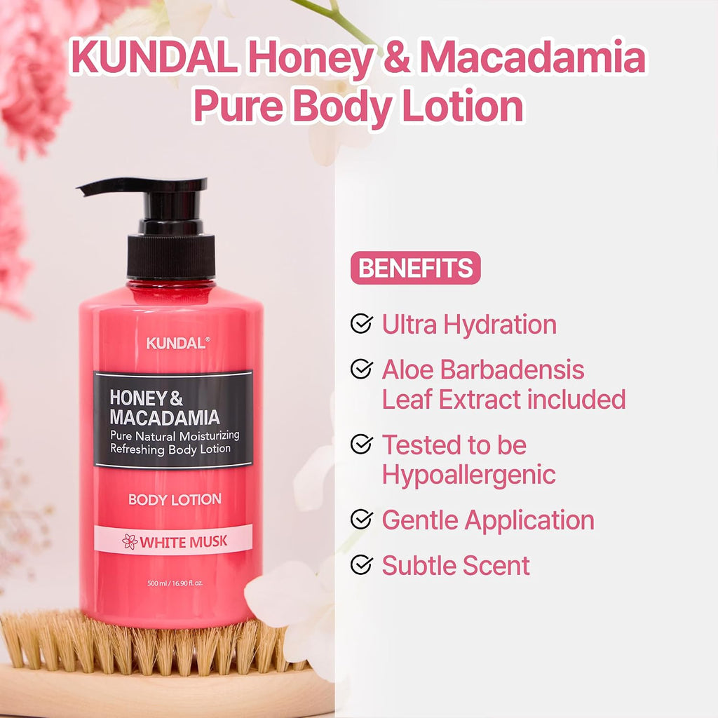 KUNDAL – Honey & Macadamia Pure Body Lotion Baby Powder 500ml