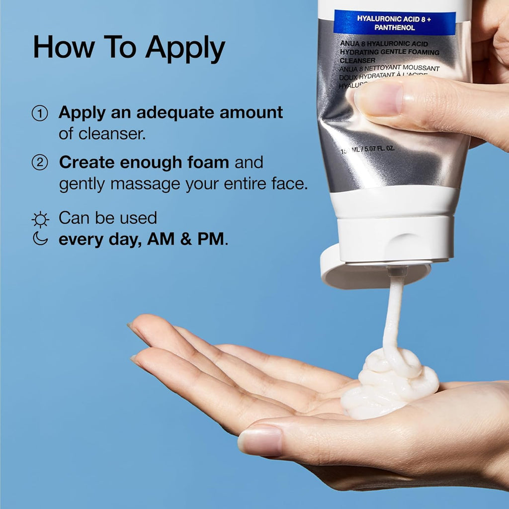 Anua 8 Hyaluronic Hydrating Gentle Foaming Cleanser 150ml