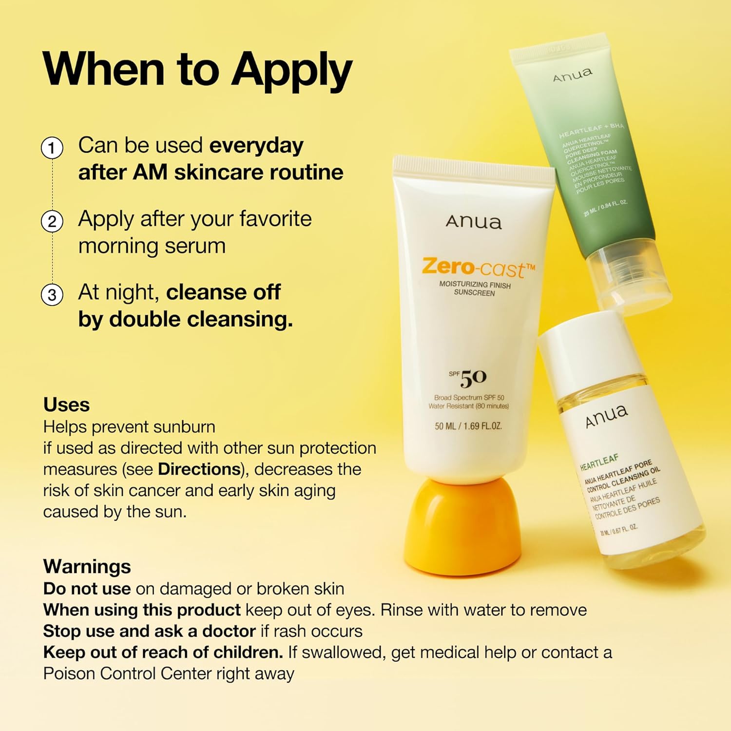 Anua Zero-cast Moisturizing Finish Sunscreen SPF 50 PA++++ – 50 ml