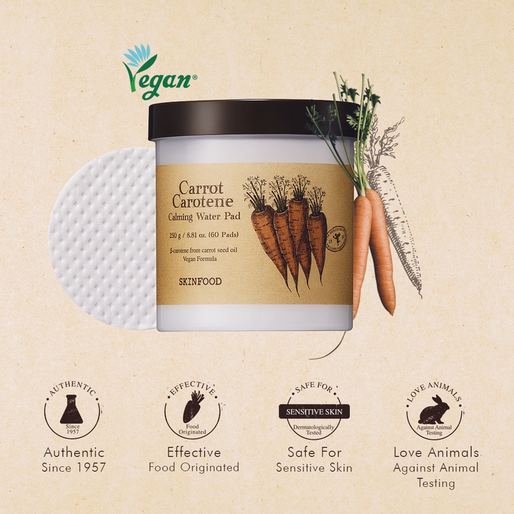 SKINFOOD Carrot Carotene Calming Water Pad - 60 Pads