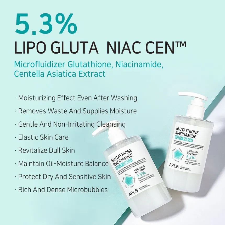 APLB Glutathione Niacinamide Body Wash 300ml – Brightening & Moisturizing Cleanser – Skin Korea