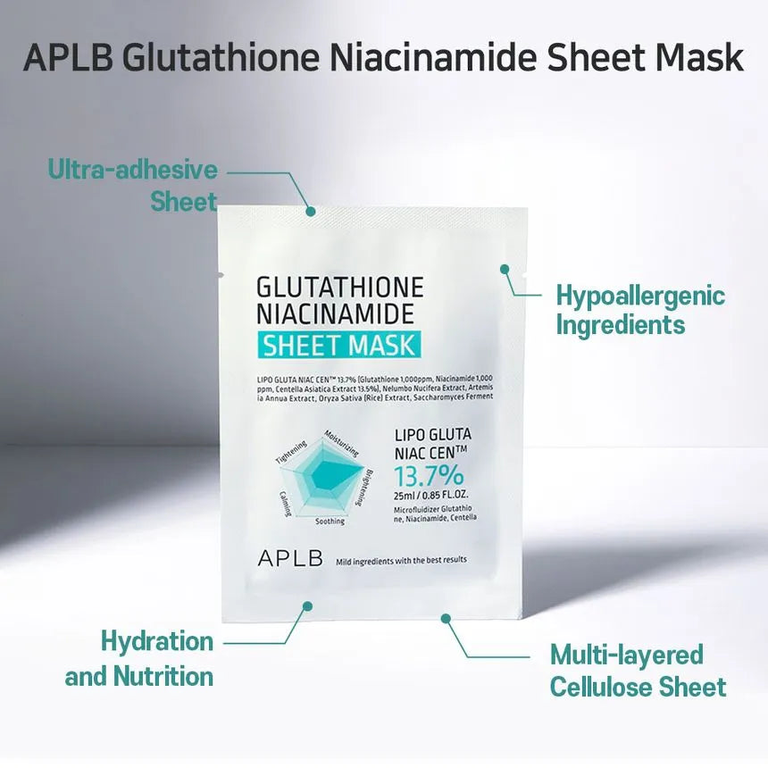 APLB Glutathione + Niacinamide Brightening & Hydrating Sheet Mask 25 ml