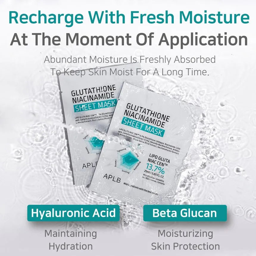 APLB Glutathione + Niacinamide Brightening & Hydrating Sheet Mask 25 ml