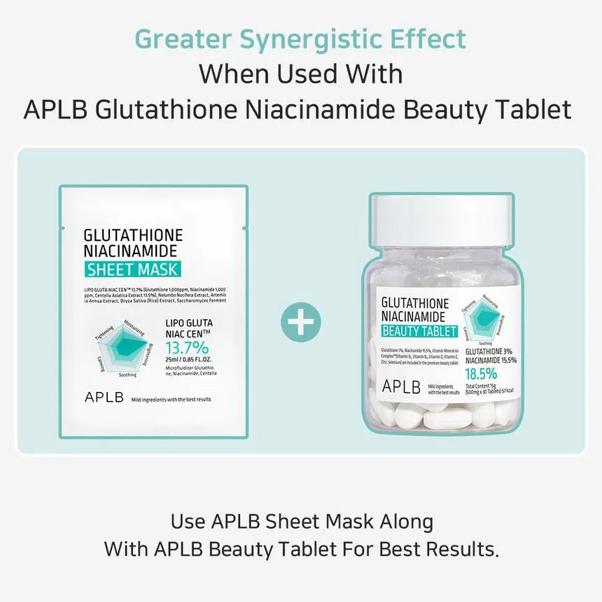 APLB Glutathione + Niacinamide Brightening & Hydrating Sheet Mask 25 ml