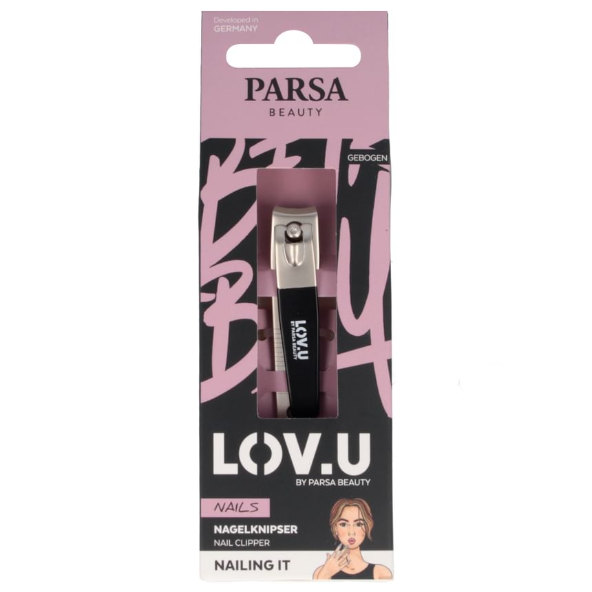 PARSA Beauty LOV.U Nail Clipper Black – retail packaging