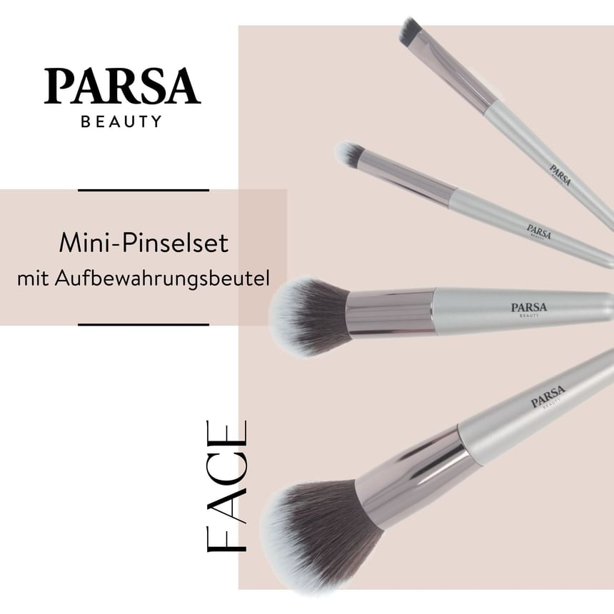 PARSA Beauty – Mini Brush Set with Storage Bag (Beige)