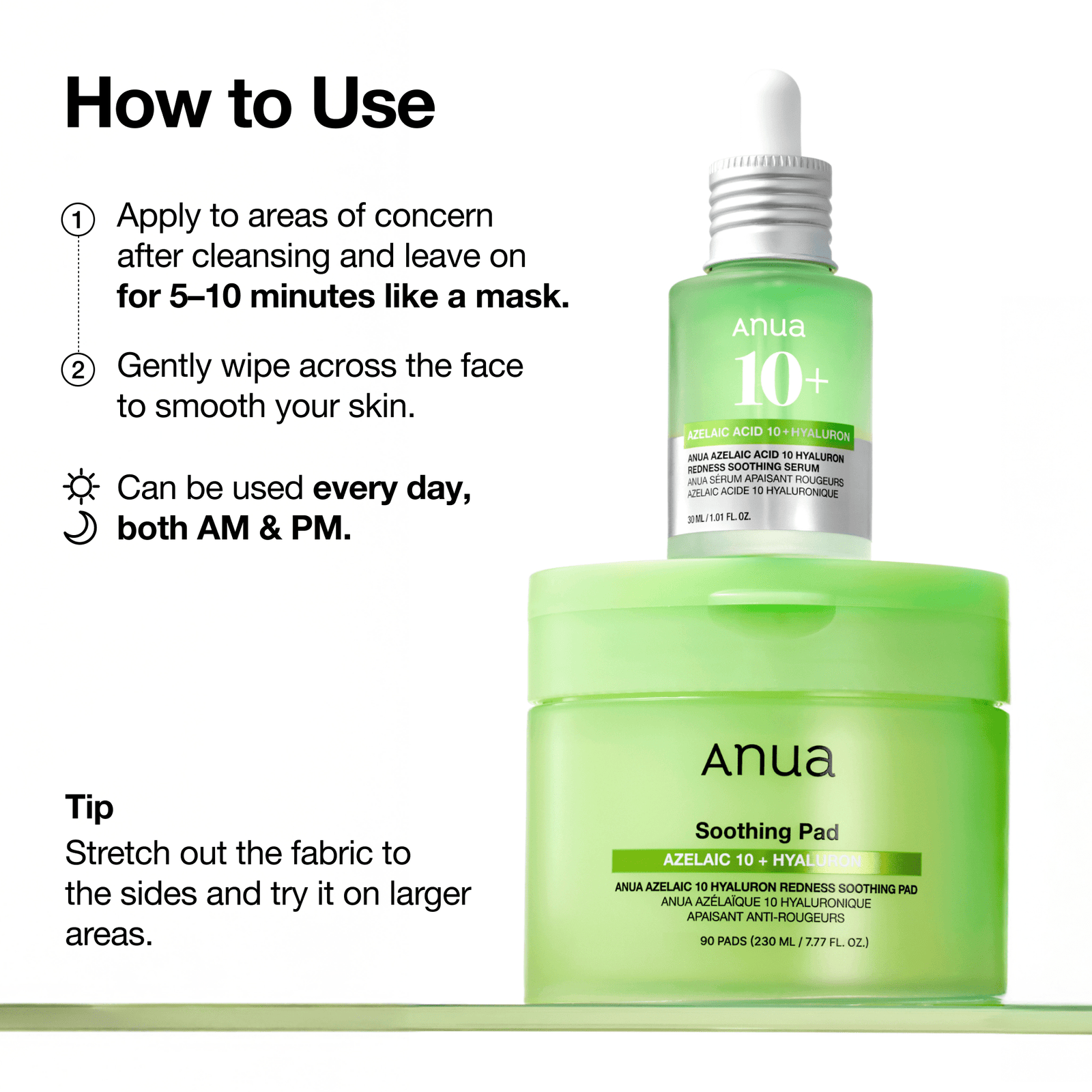 ANUA Azelaic 10 Hyaluron Redness Soothing Pad 90ea 230ml