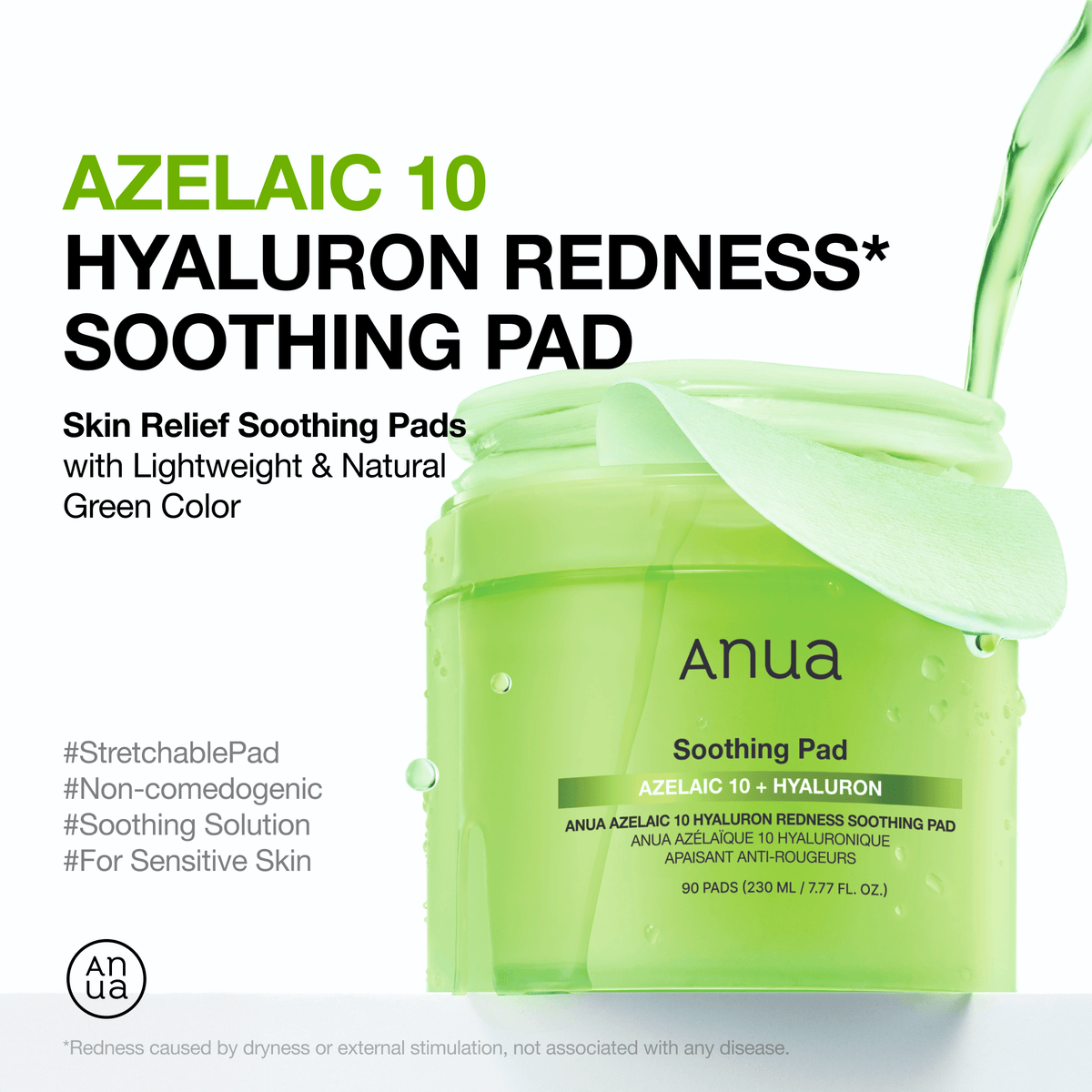 ANUA Azelaic 10 Hyaluron Redness Soothing Pad 90ea 230ml