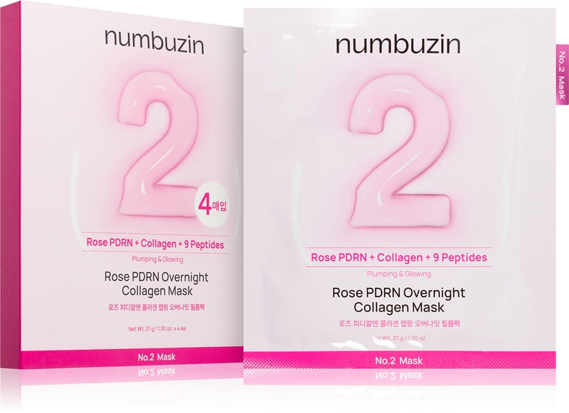 Numbuzin No.2 Rose PDRN Overnight Collagen Mask 37g x 4