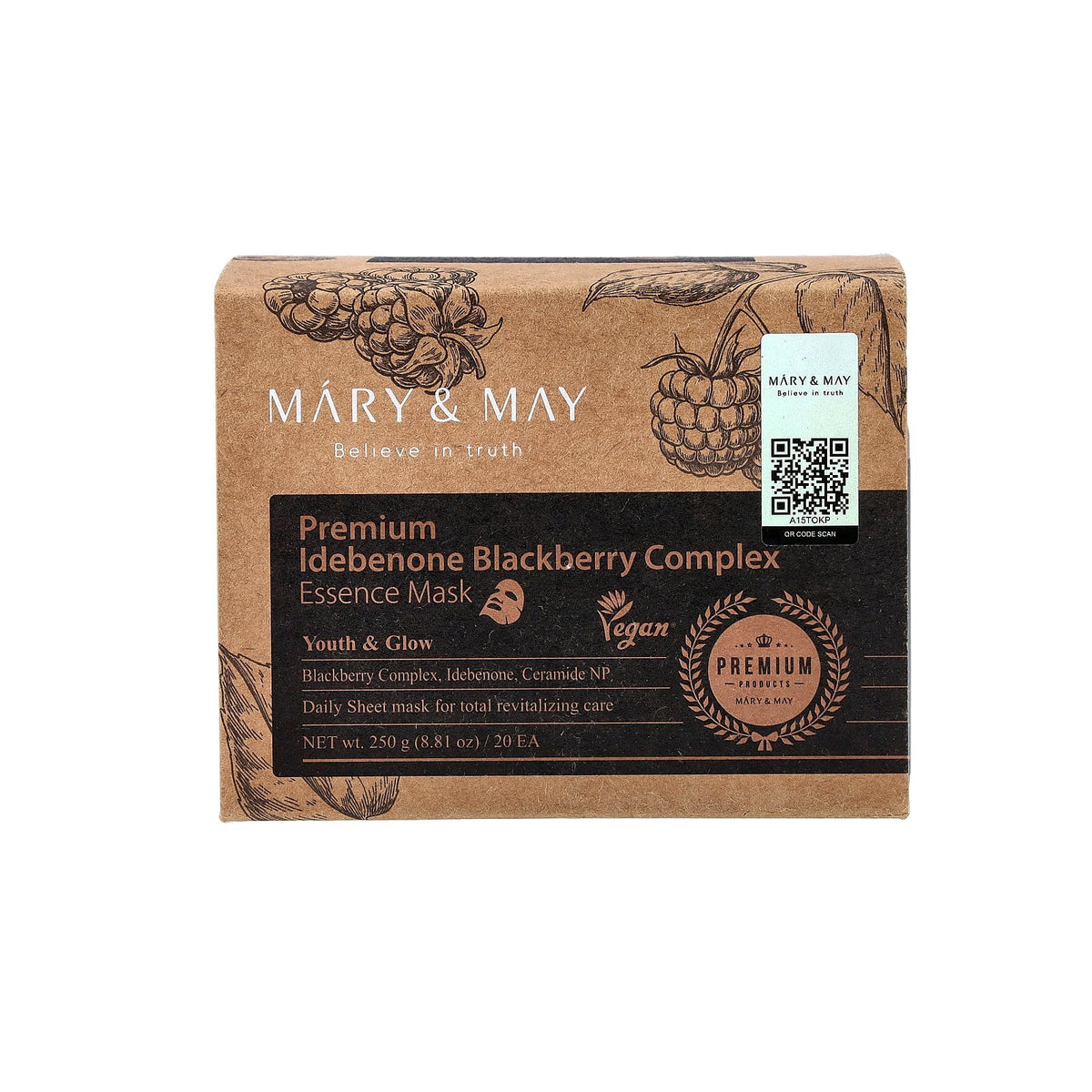 Mary & May Premium Idebenone Blackberry Complex Essence Mask 20ea 250g