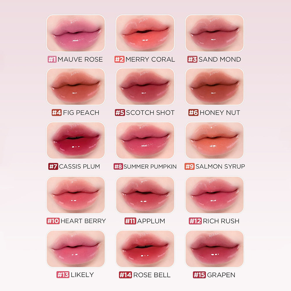TIRTIR Waterism Glow Tint shade chart including 12 Rich Rush