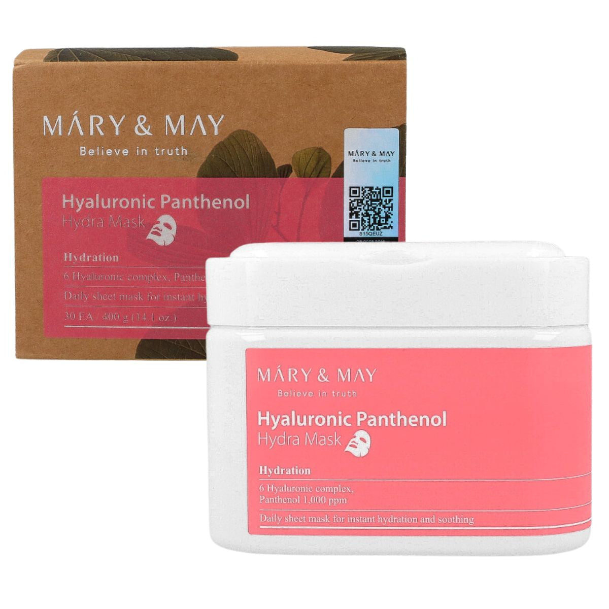 Mary & May Hyaluronic Panthenol Hydra Mask jar and box