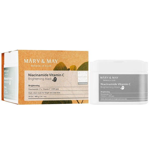 Mary & May Niacinamide Vitamin C Brightening Mask jar and box