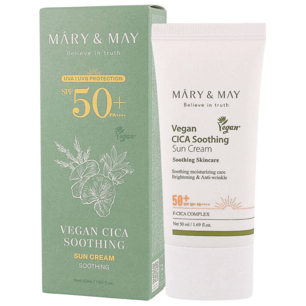 Mary & May CICA Soothing Sun Cream tube and box