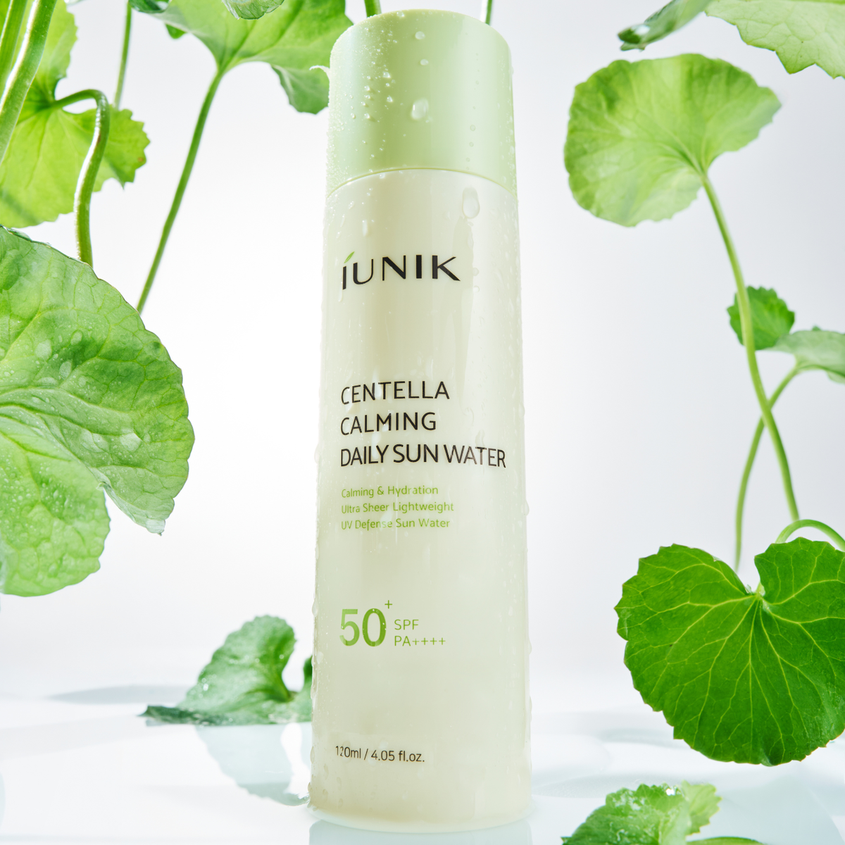 iUNIK Centella Calming Daily Sun Water SPF50+ 120ml lifestyle product view