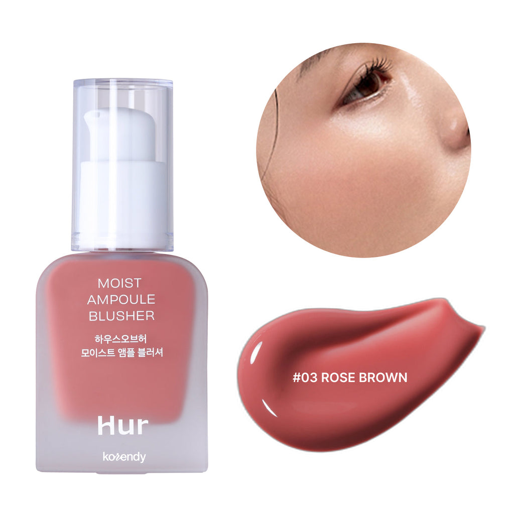 House of Hur Moist Ampoule Blusher 03 Rose Brown swatch and use
