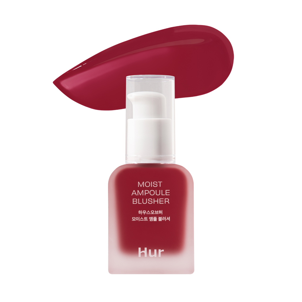 House of Hur Moist Ampoule Blusher 09 Ruby Red 20ml bottle and swatch