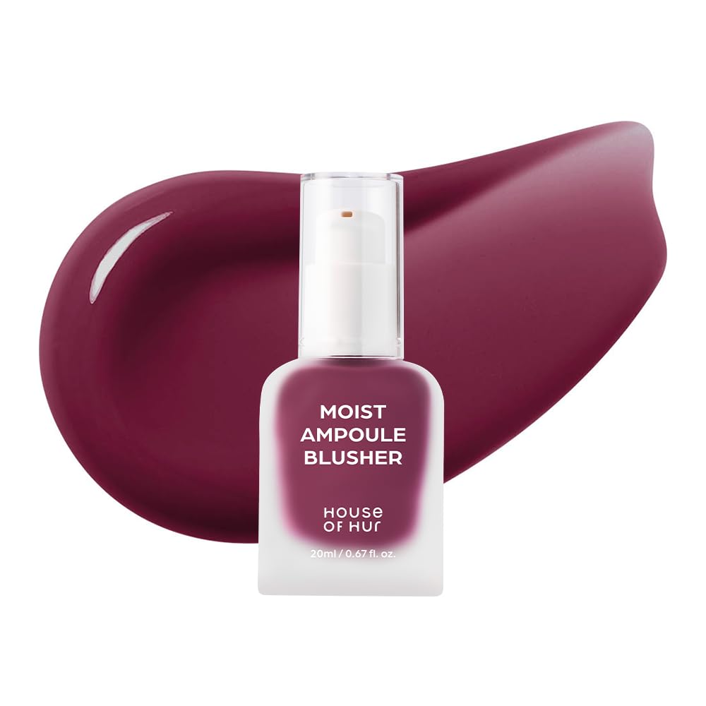 House of Hur Moist Ampoule Blusher 02 Deep Plum 20ml bottle and swatch