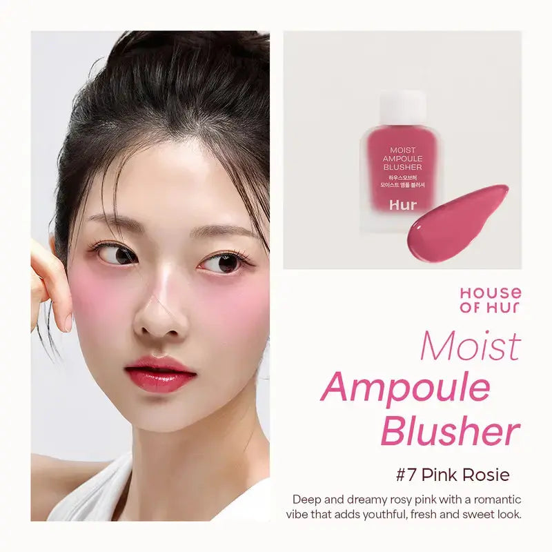 House of Hur Moist Ampoule Blusher 07 Pink Rosie 20ml swatch and use