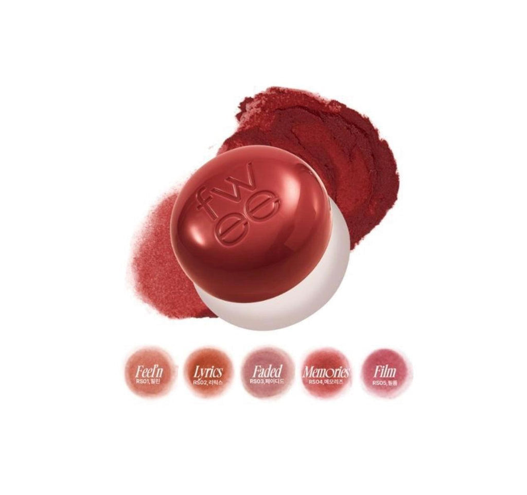 fwee Lip & Cheek Blurry Pudding Pot RS05 Film 5g — product pot and shade guide